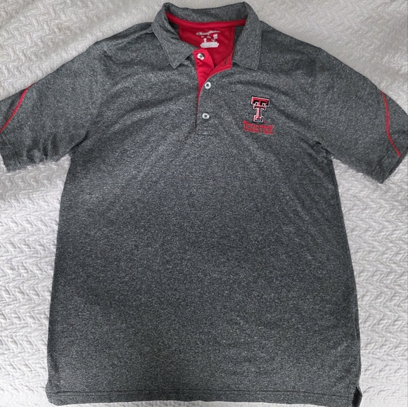 Texas Tech Champion Elite Mens Medium Polo Heather Gray w/Red Embroidered Logo - Picture 2 of 4